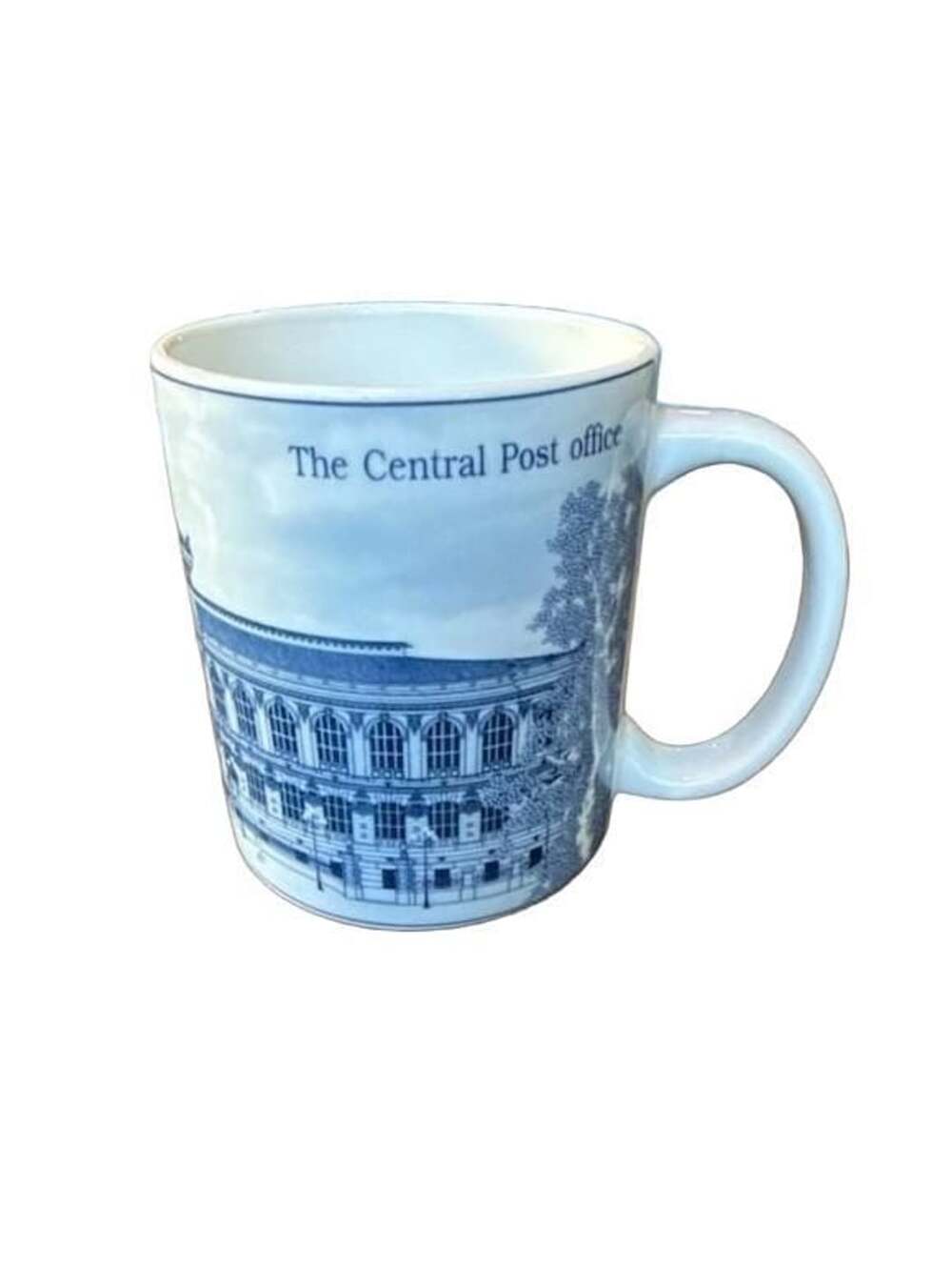 Vietnam Central Post Office Ho Chi Minh Blue Coffee Mug Minh Long Fine Porcelain